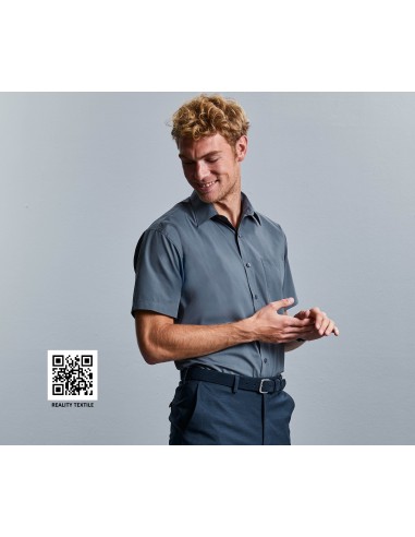 R-R-935M-0-Mens Short Sleeve Poly-Cotton Easy Care Poplin Shirt